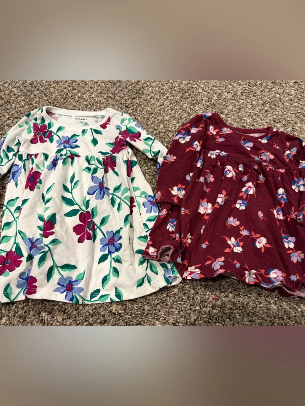Set of 2 long sleeve floral Old Navy dresses | 6-12 months